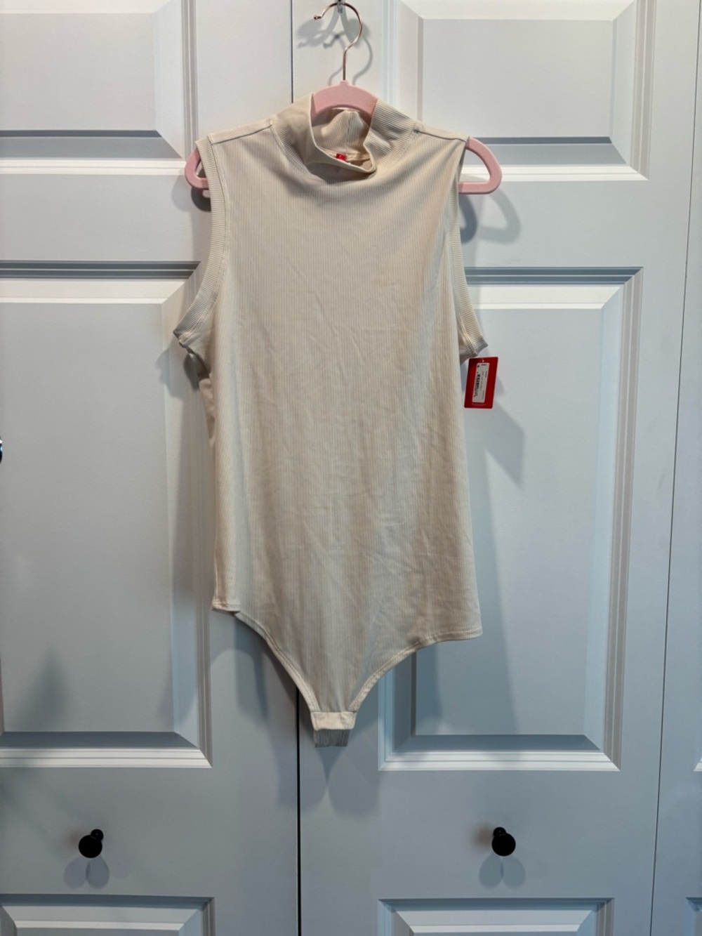 Spanx Sleeveless Cream Mock Neck Bodysuit